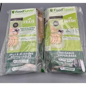 FoodSaver Reusable Vacuum Zipper Bags 1 Gallon 16 Count 2 Packs BPA Free